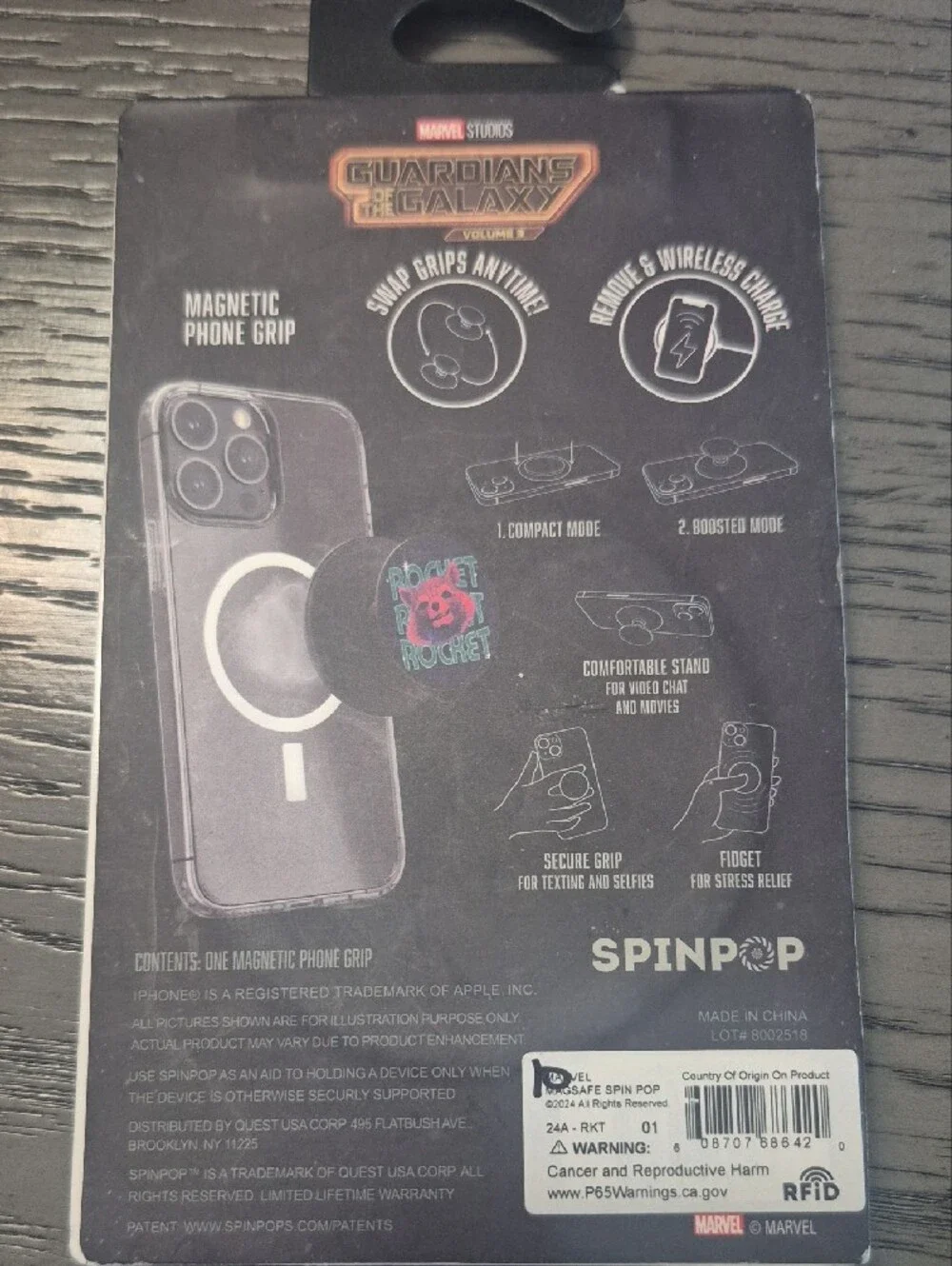 New Marvel Studios Guardians of the Galaxy Vol. 3 Rocket Raccoon Magnetic Phone